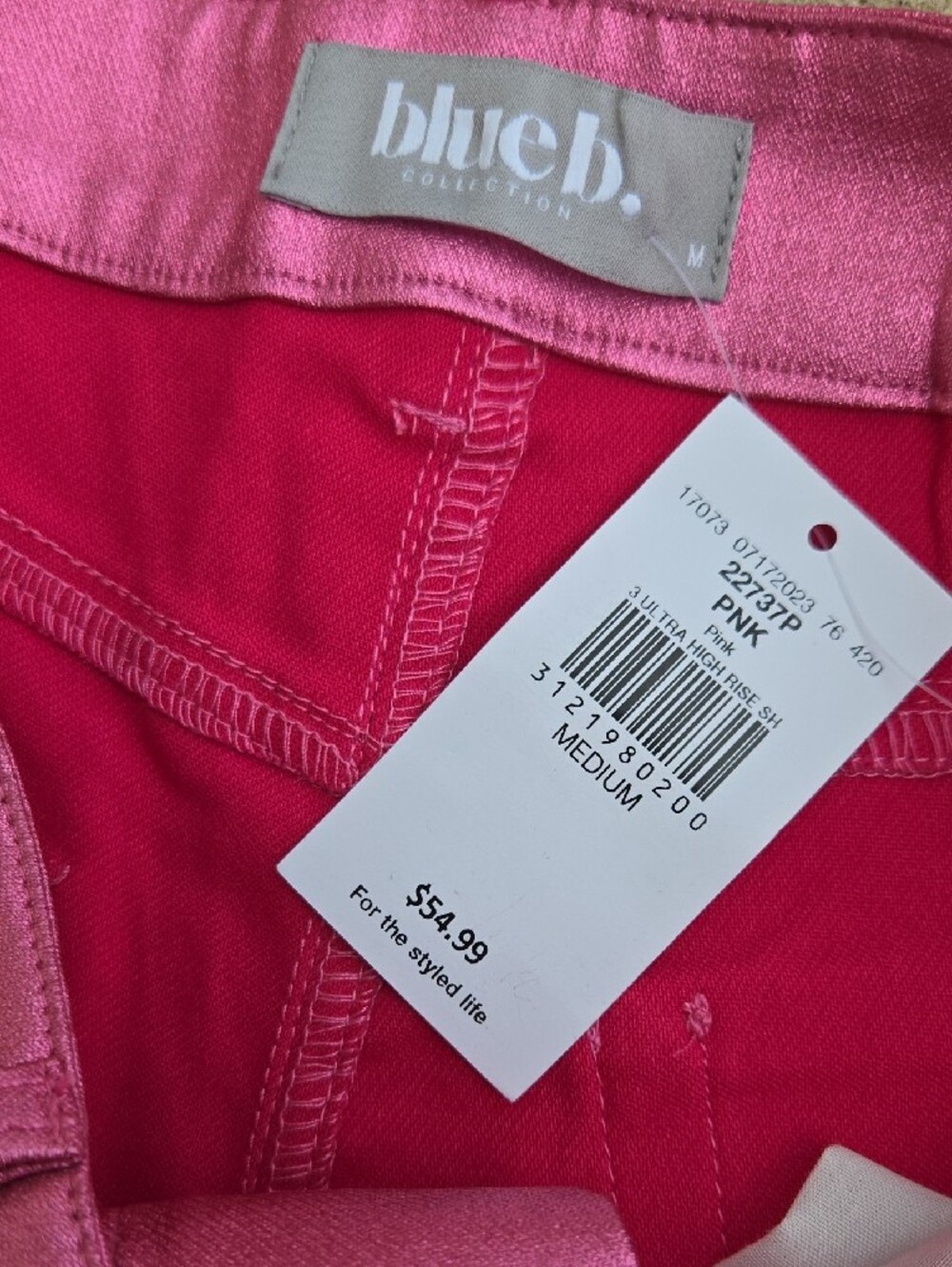 Blue Blush Buckle Bright Pink Denim Fringe Side Shorts Sz M - Picture 2 of 4